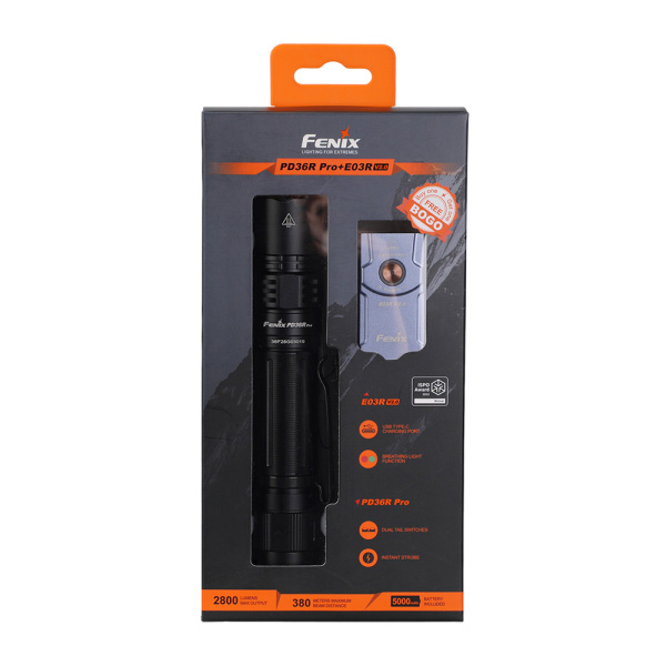 Фонарь Fenix тактический PD36R Pro + E03R V2.0 синий PD36RPROE03RV20BL от прозводителя Fenix