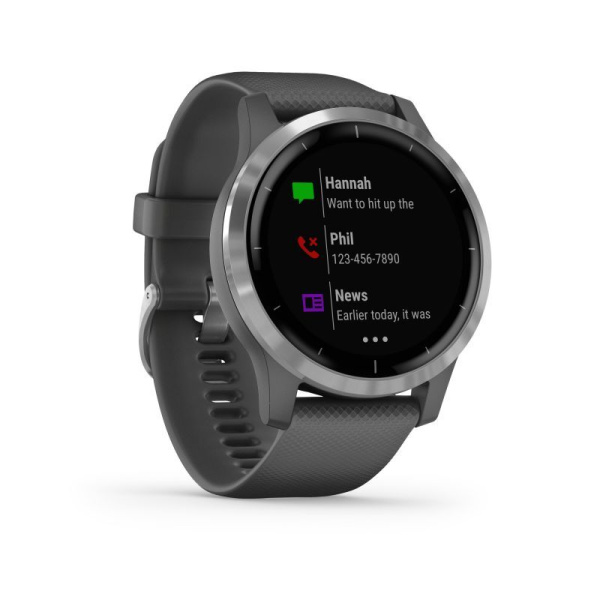 Garmin Vivoactive 4 - 45 мм | Shadow Grey with Silver Hardware