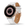 Garmin Venu 2s - 40 мм Премиум-функции | Rose Gold Stainless Steel Bezel with White Case and Leather Band