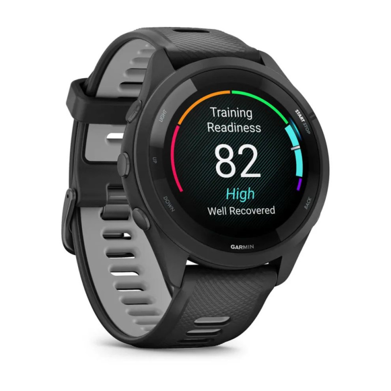 Garmin Forerunner 265 - 46 мм | Black Bezel and Case with Black/Powder Gray Silicone Band